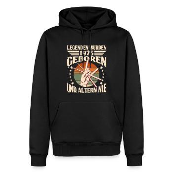49e anniversaire Année de construction 1975 Légende 49 ans - Sweat à capuche Premium bio Homme - noir - Devant - Nico (187cm)