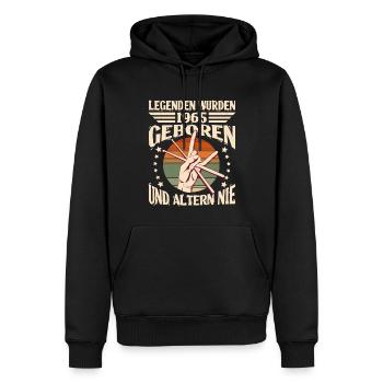 59e anniversaire Année de construction 1965 Légende 59 ans - Sweat à capuche Premium bio Homme - noir - Devant - Nico (187cm)