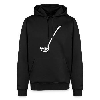 Du stehst dem Schöpfer gegenüber - Wortspiel - Männer Premium Bio Hoodie - Schwarz - Vorne - Nico (187cm)