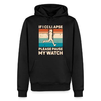 Wenn ich kollabiere, pausiere bitte den Retro-Lauf meiner Uhr - Männer Premium Bio Hoodie - Schwarz - Vorne - Nico (187cm)