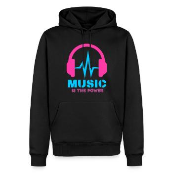 Music is the power - Männer Premium Bio Hoodie - Schwarz - Vorne - Nico (187cm)