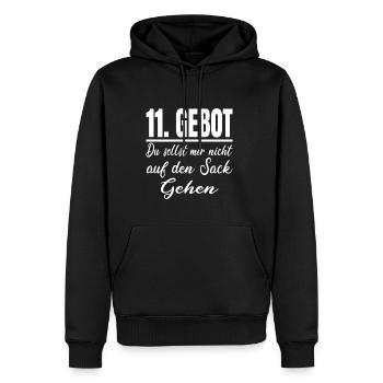 11 Gebot Du Sollst Mir Nicht Auf Den Sack Gehen - Männer Premium Bio Hoodie - Schwarz - Vorne - Nico (187cm)