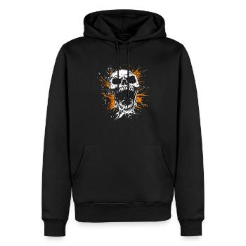 Déguisement de crâne d’Halloween - Creepy - Sweat à capuche Premium bio Homme - noir - Devant - Nico (187cm)