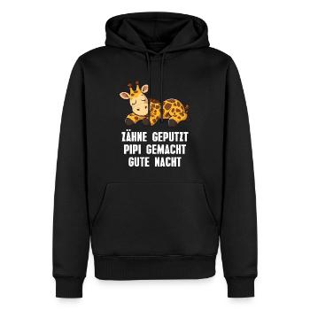 Zähne geputzt Gute Nacht Giraffe Schlafshirt - Männer Premium Bio Hoodie - Schwarz - Vorne - Nico (187cm)