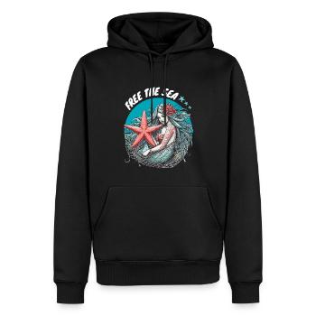 Libérez la mer Sirène Étoile de mer Environnement Nature - Sweat à capuche Premium bio Homme - noir - Devant - Nico (187cm)
