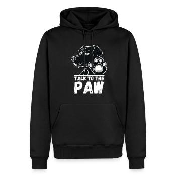 chien parler à la patte patte propriétaire de chien drôle - Sweat à capuche Premium bio Homme - noir - Devant - Nico (187cm)
