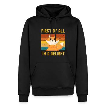 Fox Retro Pleasure Funny Confidence - Men’s Premium Organic Hoodie - black - Front - Nico (187cm)