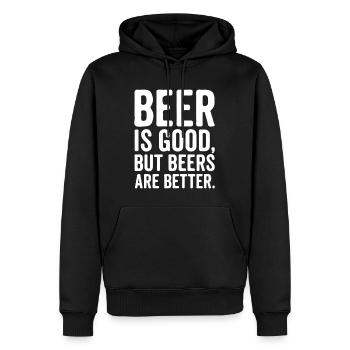 La bière, c’est bien, mais les bières, c’est mieux - Sweat à capuche Premium bio Homme - noir - Devant - Nico (187cm)
