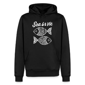 Beach Summer Ocean Sea Fish - Men’s Premium Organic Hoodie - black - Front - Nico (187cm)