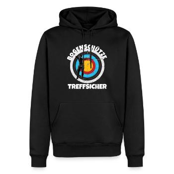 Bogenschütze - Männer Premium Bio Hoodie - Schwarz - Vorne - Nico (187cm)