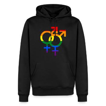 lesbienne gay - Sweat à capuche Premium bio Homme - noir - Devant - Nico (187cm)
