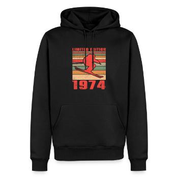 Skifahrer Skifahrerin Langlaufski Geburtstag 1974 - Männer Premium Bio Hoodie - Schwarz - Vorne - Nico (187cm)