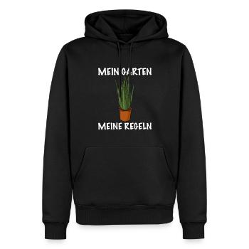 Mein Garten meine Regeln Garten - Männer Premium Bio Hoodie - Schwarz - Vorne - Nico (187cm)