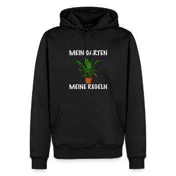 Mein Garten meine Regeln Garten - Männer Premium Bio Hoodie - Schwarz - Vorne - Nico (187cm)