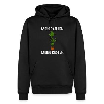 Mein Garten meine Regeln Garten - Männer Premium Bio Hoodie - Schwarz - Vorne - Nico (187cm)