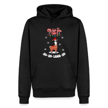 Lama Christmas Weihnachten - Männer Premium Bio Hoodie - Schwarz - Vorne - Nico (187cm)
