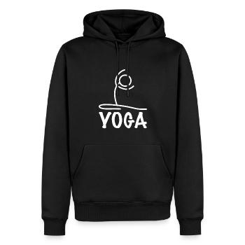 Exercice de yoga - Sweat à capuche Premium bio Homme - noir - Devant - Nico (187cm)