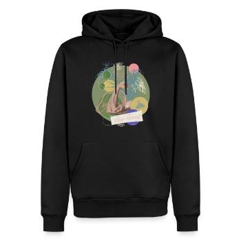 Restez fort avec le texte - Sweat à capuche Premium bio Homme - noir - Devant - Nico (187cm)
