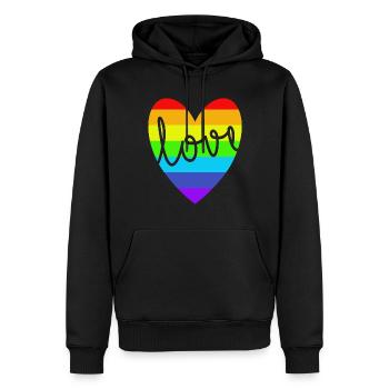 L’amour de toutes les couleurs - Sweat à capuche Premium bio Homme - noir - Devant - Nico (187cm)
