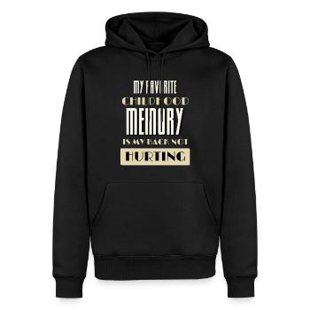 Mon souvenir d’enfance préféré est que mon dos ne me fait pas mal - Sweat à capuche Premium bio Homme - noir - Devant - Nico (187cm)