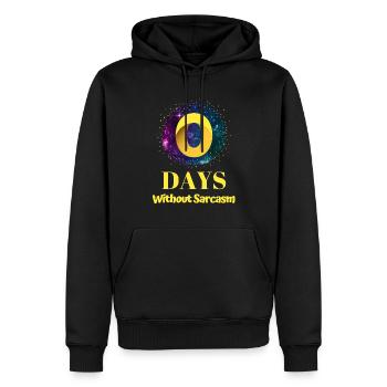 0 Days Without Sarcasm - Men’s Premium Organic Hoodie - black - Front - Nico (187cm)