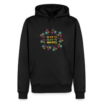 Merry Merry Merry winter-xmasvibes with snowflakes - Männer Premium Bio Hoodie - Schwarz - Vorne - Nico (187cm)