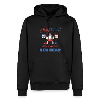 Joyeux Fitmas et joyeux nouveau gymnase de Noël drôle arrière - Sweat à capuche Premium bio Homme - noir - Devant - Nico (187cm)