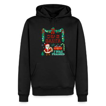 Lieber Weihnachtsmann, ich wurde gerahmt Freche Weihnachten - Männer Premium Bio Hoodie - Schwarz - Vorne - Nico (187cm)