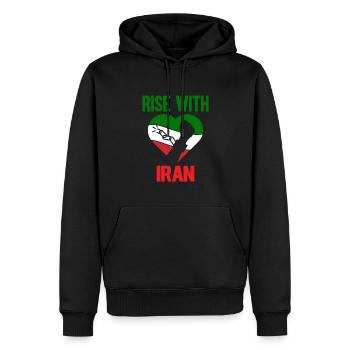 Rise with Iran - Women Life Freedom Iran - Männer Premium Bio Hoodie - Schwarz - Vorne - Nico (187cm)