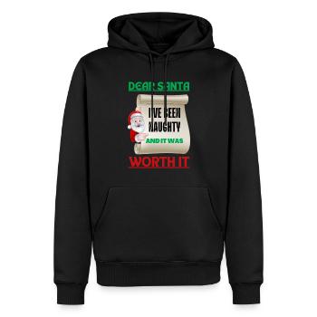 Dear Santa I've Been Naughty And It Was Worth It - Men’s Premium Organic Hoodie - black - Front - Nico (187cm)