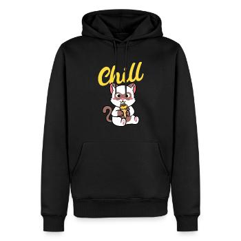 Coole Kawaii Katze Retro Sommer Design Chill - Männer Premium Bio Hoodie - Schwarz - Vorne - Nico (187cm)