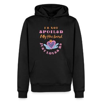 Lustig Ich bin nicht verwöhnt Mein Mann liebt mich einfach - Männer Premium Bio Hoodie - Schwarz - Vorne - Nico (187cm)