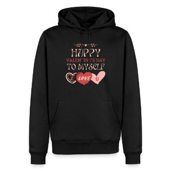 Alles Gute zum Valentinstag zu mir selbst, ich liebe dich - Männer Premium Bio Hoodie - Schwarz - Vorne - Nico (187cm)