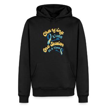 Changing Lives One Session At A Time Behavior Tech - Men’s Premium Organic Hoodie - black - Front - Nico (187cm)