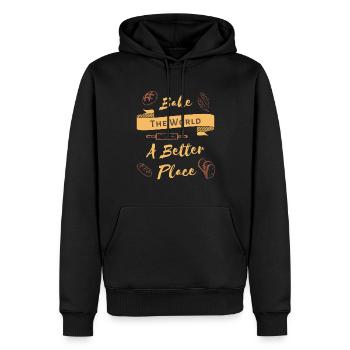 Bake The World Un meilleur endroit Cool Baking Lover - Sweat à capuche Premium bio Homme - noir - Devant - Nico (187cm)