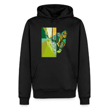 Tête de Tigre Géométrie - Verte - Sweat à capuche Premium bio Homme - noir - Devant - Nico (187cm)