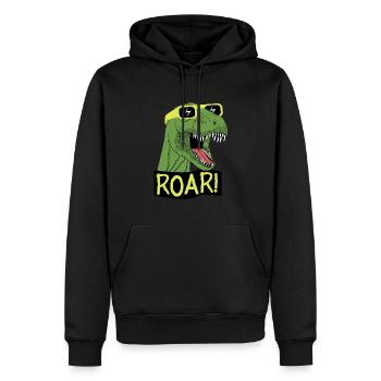 Ich liebe Dinosaurier - ROAR! T-Rex animiert - Männer Premium Bio Hoodie - Schwarz - Vorne - Nico (187cm)