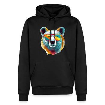 Icko l'ours cool - Sweat à capuche Premium bio Homme - noir - Devant - Nico (187cm)