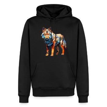Wolf Geometrisch Zeichnung - Männer Premium Bio Hoodie - Schwarz - Vorne - Nico (187cm)