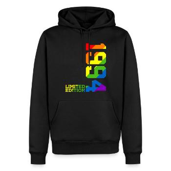 LGBTQ 1994 REGENBOGEN QUEER 32. GEBURTSTAG PRIDE - Männer Premium Bio Hoodie - Schwarz - Vorne - Nico (187cm)