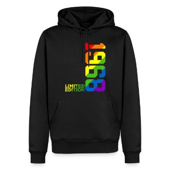 LGBTQ 1968 REGENBOGEN QUEER 58. GEBURTSTAG PRIDE - Männer Premium Bio Hoodie - Schwarz - Vorne - Nico (187cm)