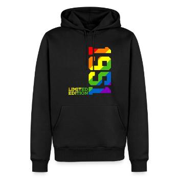 LGBTQ 1951 RAINBOW QUEER 75TH BIRTHDAY PRIDE - Men’s Premium Organic Hoodie - black - Front - Nico (187cm)