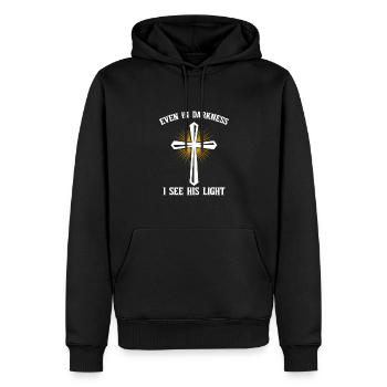 Messages de la Bible Lumière du monde - Sweat à capuche Premium bio Homme - noir - Devant - Nico (187cm)