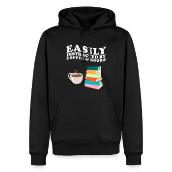 Facilement distrait par le café et les livres Kaffee Bücher - Sweat à capuche Premium bio Homme - noir - Devant - Nico (187cm)