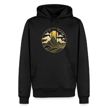 paysage style chinois, logo paysage oriental - Sweat à capuche Premium bio Homme - noir - Devant - Nico (187cm)