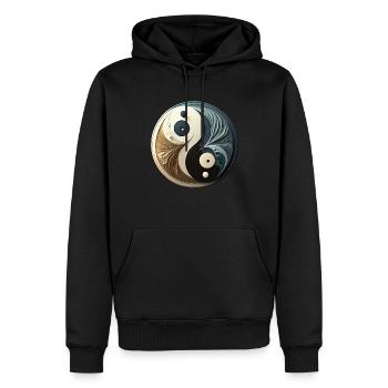 yin yang abstrait - symbole chinois - équilibre - Sweat à capuche Premium bio Homme - noir - Devant - Nico (187cm)
