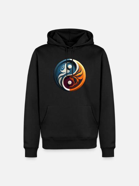 Abstract Yin Yang, Fire and Water, Duality - Men’s Premium Organic Hoodie - black