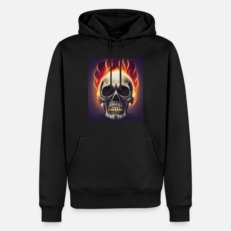 Schädel-Feuer - Männer Premium Bio Hoodie - Schwarz