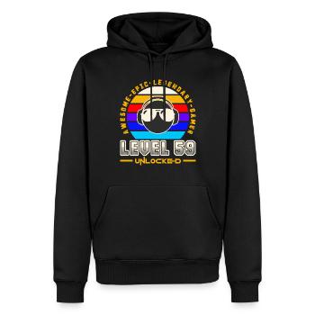 Level 59 - Sweat à capuche Premium bio Homme - noir - Devant - Nico (187cm)