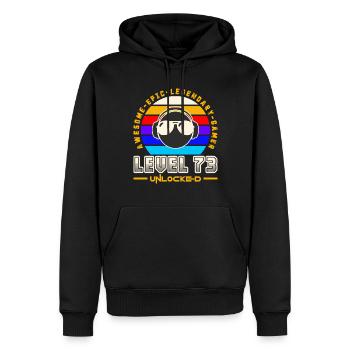 Level 73 - Men’s Premium Organic Hoodie - black - Front - Nico (187cm)